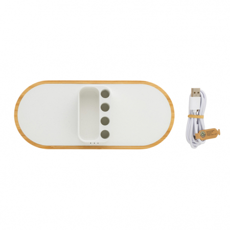 Ontario incarcator wireless dual 10W cu suport din bambus eco si elegant [6]