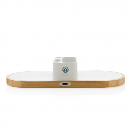 Ontario incarcator wireless dual 10W cu suport din bambus eco si elegant [4]
