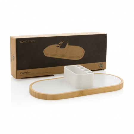 Ontario incarcator wireless dual 10W cu suport din bambus eco si elegant [9]