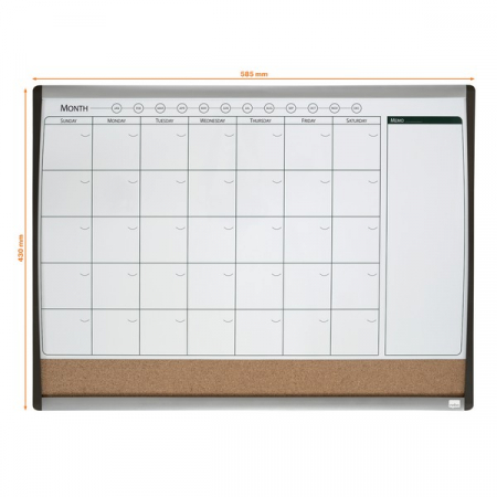 Organizator NOBO Combo, lunar, magnetic si pluta, 58.5x43 cm, include marker, burete si magneti [2]