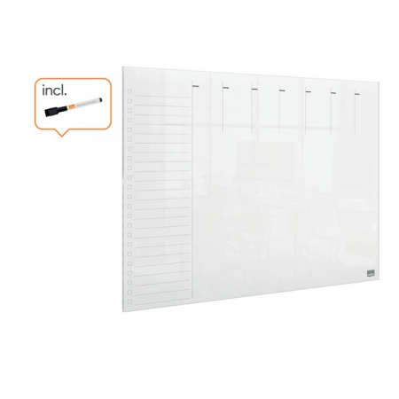 Organizator NOBO, saptamanal, acrylic, pentru birou sau perete,  A3, marker inclus, transparent [3]
