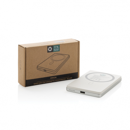 Powerbank magnetic 5.000 mAh RCS aluminiu reciclat, incarcare wireless 5W, Orion [11]