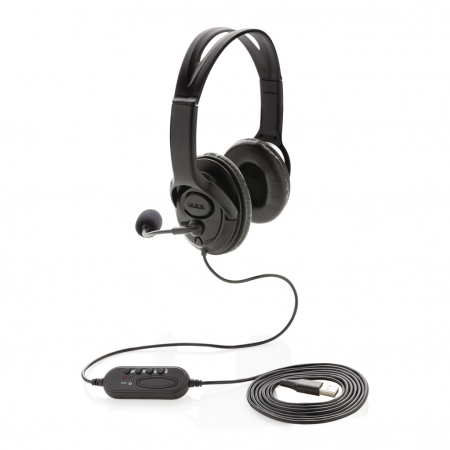 Casti cu fir over-ear USB stereo, microfon si control volum [2]