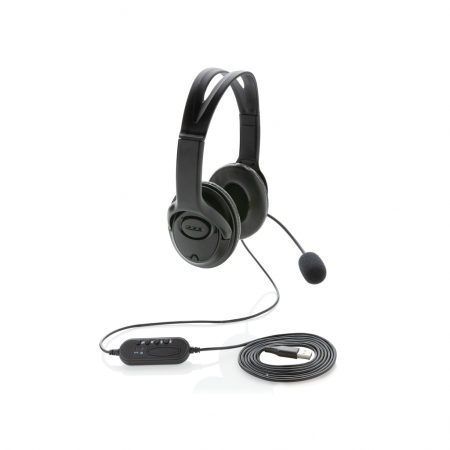 Casti cu fir over-ear USB stereo, microfon si control volum [1]