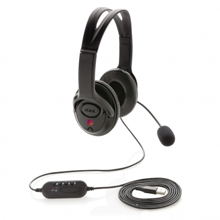 Casti cu fir over-ear USB stereo, microfon si control volum [5]
