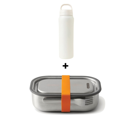 Pachete Cadou Premium - Pachet Cadou Lunch To Go Caserola mare Portocaliu din inox + Sticla termoizolanta Rowan Alba