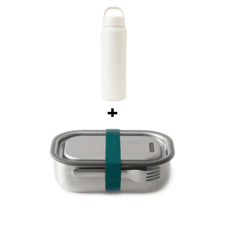 Pachete Cadou Premium - Pachet Cadou Lunch To Go Caserola mare Turcoaz din inox + Sticla termoizolanta Rowan Alba