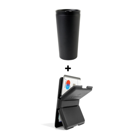 Pachete Cadou Premium - Pachet Cadou Office Starter Pahar Termoizolant Negru + Portofel magnetic pentru telefon
