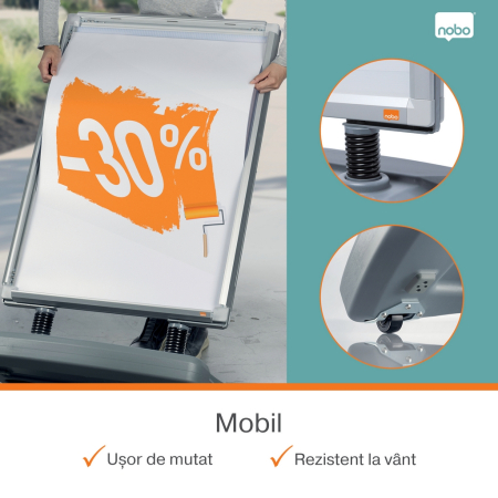Panou dublu stradal NOBO Impression Pro, aluminiu, cu click, cu baza tip rezervor cu apa, A1, gri [1]