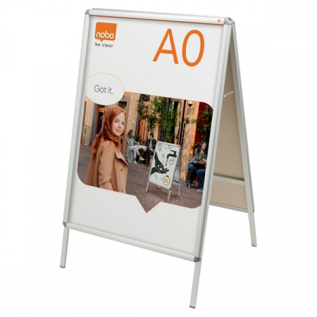 Sisteme de afisare - Panou dublu stradal NOBO, in forma de A, cu clip, aluminiu, rezistent la apa, A0