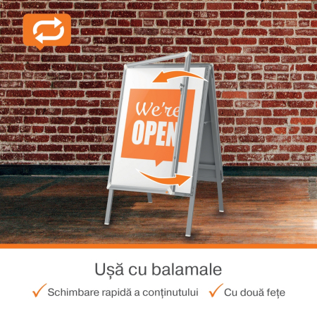 Panou dublu stradal NOBO Premium Plus, in forma de A, cu cheie, aluminiu, A1, gri [2]