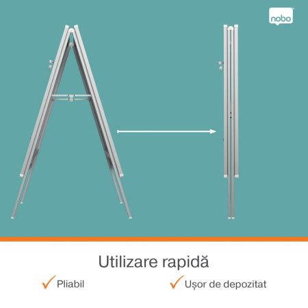 Panou dublu stradal NOBO Premium Plus, in forma de A, cu cheie, aluminiu, A1, gri [3]