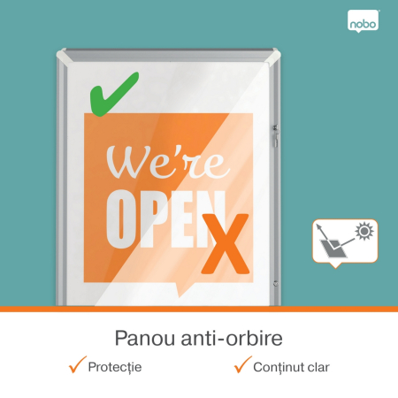 Panou dublu stradal NOBO Premium Plus, in forma de A, cu cheie, aluminiu, A1, gri [4]