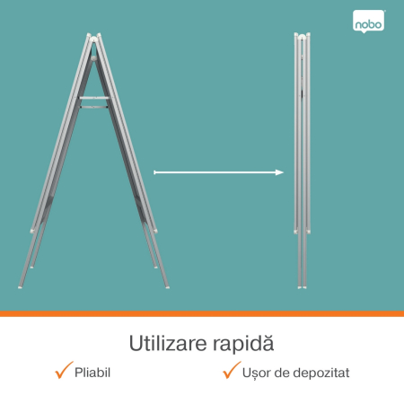 Panou dublu stradal NOBO Premium Plus, in forma de A, cu click, aluminiu, A1, gri [1]