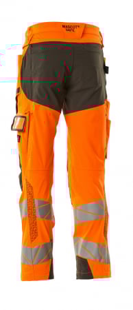 Pantaloni de lucru hi-vis cu benzi reflectorizante si buzunar pentru protectii la genunchi [11]