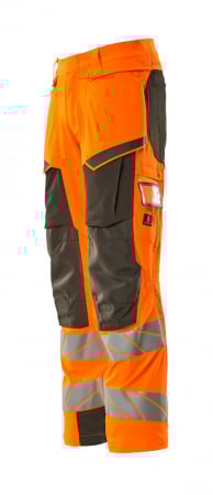 Pantaloni de lucru hi-vis cu benzi reflectorizante si buzunar pentru protectii la genunchi [4]