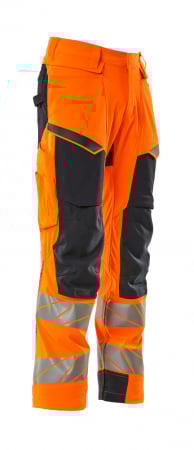 Pantaloni de lucru hi-vis cu benzi reflectorizante si buzunar pentru protectii la genunchi [21]