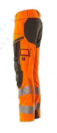 Pantaloni de lucru hi-vis cu benzi reflectorizante si buzunar pentru protectii la genunchi [7]