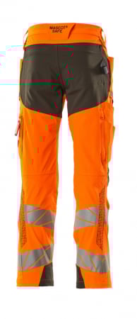 Pantaloni de lucru hi-vis cu benzi reflectorizante si buzunar pentru protectii la genunchi [13]