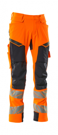 Pantaloni de lucru hi-vis cu benzi reflectorizante si buzunar pentru protectii la genunchi [23]