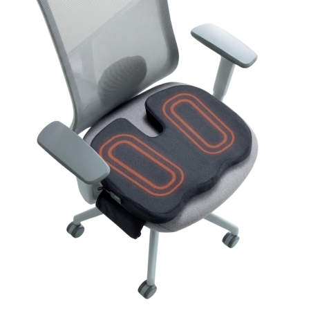 Scaune, birouri si produse ergonomice - Pernuta ergonomica Leitz Ergo iComfi, pentru scaun, cu incalzire, spuma 7 cm, gri-carbune