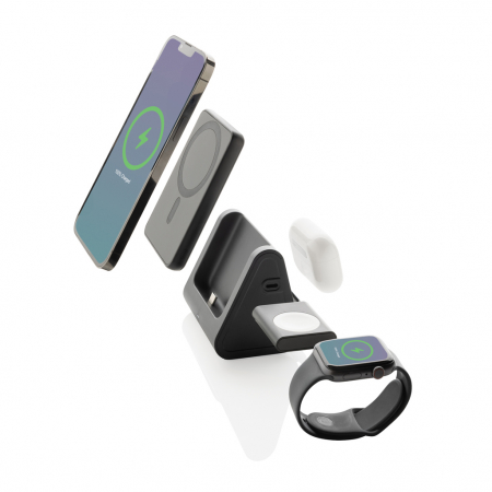 Incarcator wireless 3-in-1 cu powerbank detasabil Powerbase, PC reciclat RCS [2]