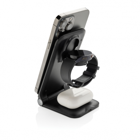 Stand de incarcare wireless 3-in-1 15W Powerpal, ABS reciclat RCS, pliabil [4]