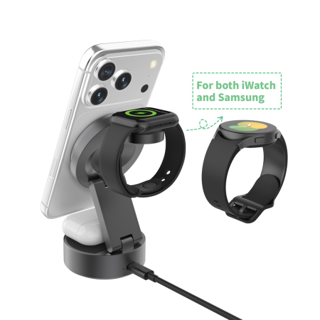Incarcator wireless Quantum RCS 3-in-1 25W, pliabil, pentru telefon, AirPods si smartwatch [7]