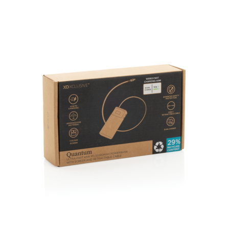 Power bank 10.000mAh 45W USB-C cu cablu retractabil, Quantum RCS [2]