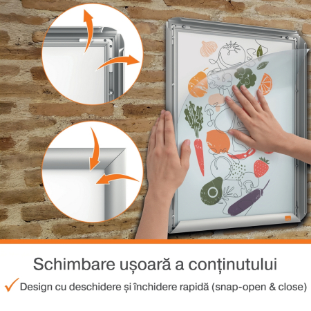 Rama pentru perete NOBO, aluminiu, cu click, A3, gri [4]