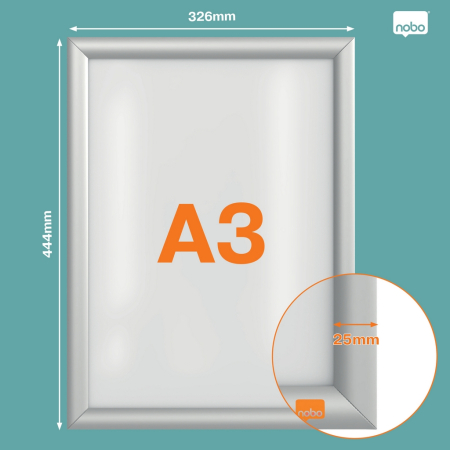 Rama pentru perete NOBO, aluminiu, cu click, A3, gri [1]