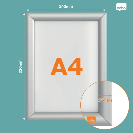 Rama pentru perete NOBO, aluminiu, cu click, A4, gri [1]