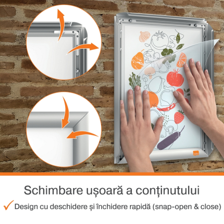 Rama pentru perete NOBO, aluminiu, cu click, A4, gri [4]