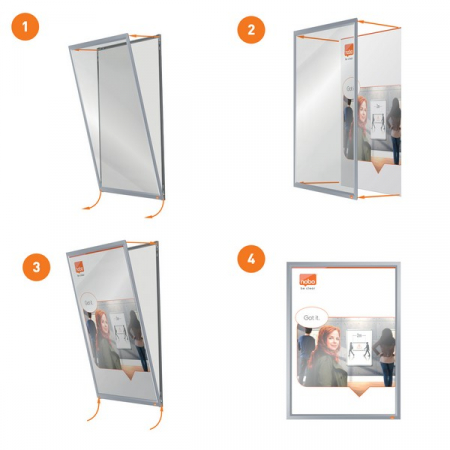 Rama pentru perete NOBO Impression Pro, aluminiu, cu clip, A4, gri [2]