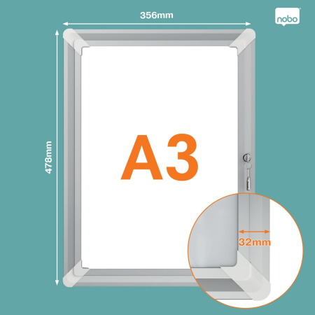 Rama pentru perete NOBO Premium Plus, aluminiu, cu cheie, A3, gri [1]