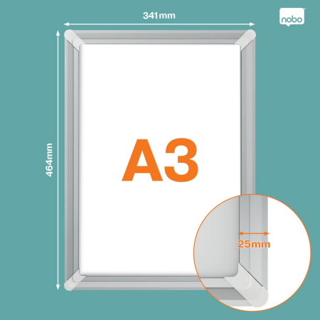 Rama pentru perete NOBO Premium Plus, aluminiu, cu click, A3, gri [1]