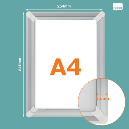 Rama pentru perete NOBO Premium Plus, aluminiu, cu click, A4, gri [1]