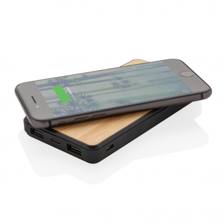 Powerbank wireless 8.000 mAh din plastic reciclat RCS si bambus FSC®, incarcare 5W [2]