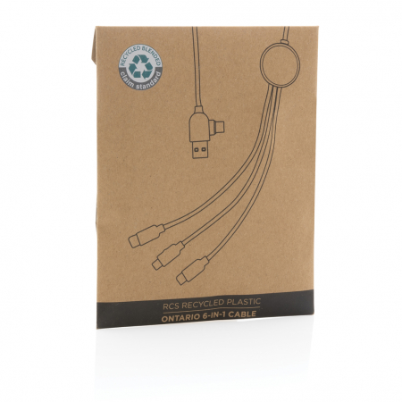 Cablu Ontario 6-in-1 RCS reciclat – USB-C, iOS, Micro USB [10]