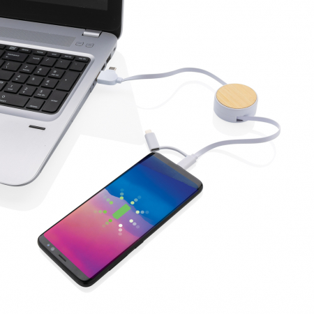 Cablu retractabil 6-in-1 Ontario RCS eco – USB-C, iOS, Micro USB [5]