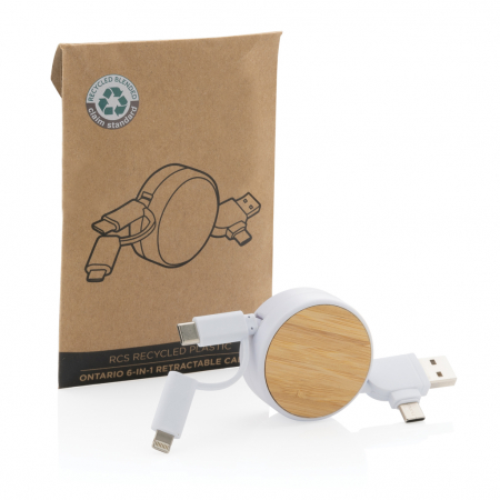 Cablu retractabil 6-in-1 Ontario RCS eco – USB-C, iOS, Micro USB [2]