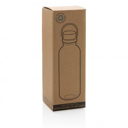 Sticla RPET reciclat RCS 680 ml cu capac bambus si maner [10]