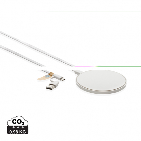 Noutati si inovatii - Incarcator wireless 10W RCS din plastic reciclat, cablu dual USB-A si USB-C