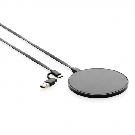Incarcator wireless 10W RCS din plastic reciclat, cablu dual USB-A si USB-C [1]
