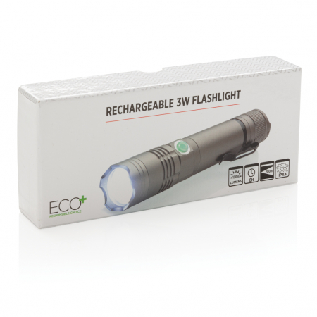 Lanterna reincarcabila 3W din aluminiu – 130 lumeni, raza 200 m, IPX4 [7]