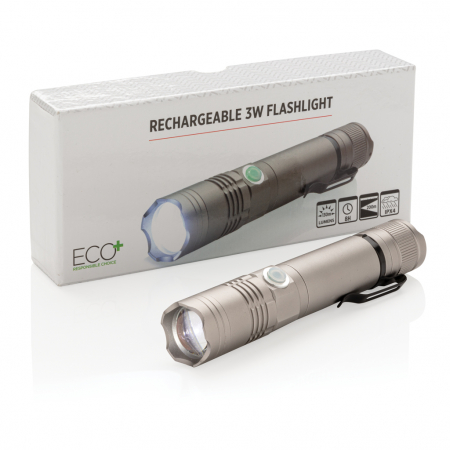 Lanterna reincarcabila 3W din aluminiu – 130 lumeni, raza 200 m, IPX4 [6]