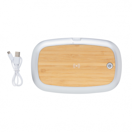 Cutie sterilizare Rena UV-C cu incarcator wireless bambus 5W [2]