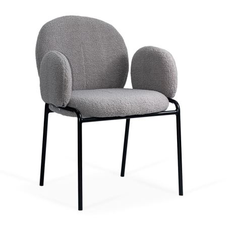Scaun bucatarie BUC 281 boucle crem, roz, gri cu cadru metalic [0]
