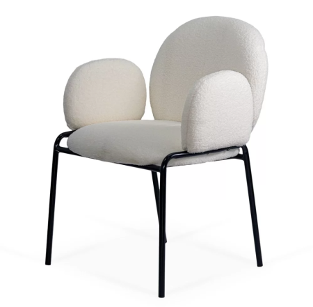 Scaun bucatarie BUC 281 boucle crem, roz, gri cu cadru metalic [2]