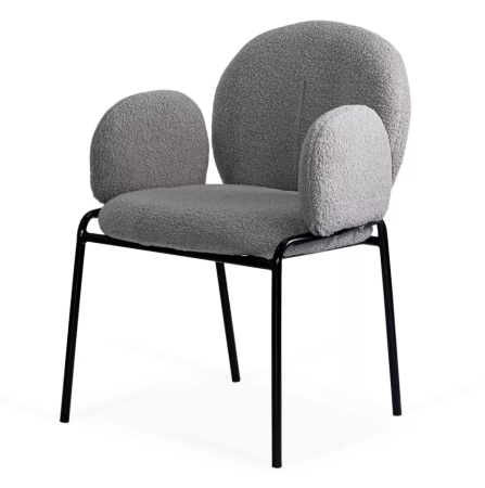 Scaun bucatarie BUC 281 boucle crem, roz, gri cu cadru metalic [2]